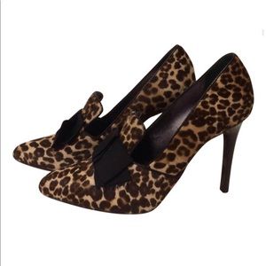 New Lanvin Calf Hair Leopard Bow Leather Pump